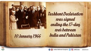 India and Pakistan leaders signing Tashkent Agreement after 1965 War