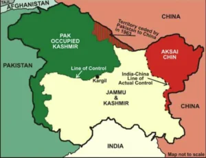  Map showing India-Pakistan division and Kashmir conflict origins (1947)